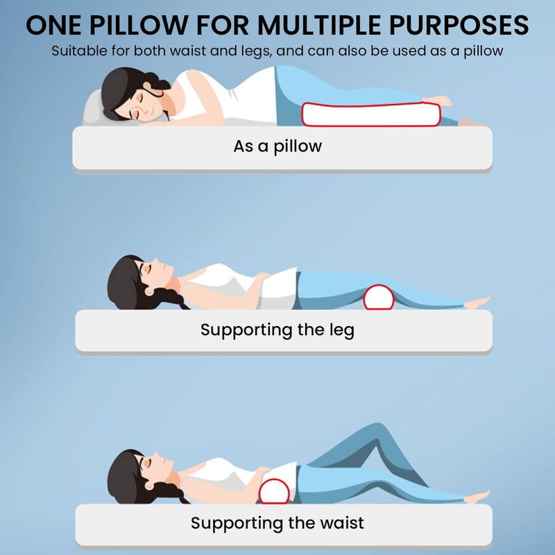 HANNEA® Cervical Neck Roll Pillow, Memory Foam Pillow, Cylinder Round Pillow, Pain Relief Neck Pillows for Sleeping Support, Removable Washable Cover - Image 3