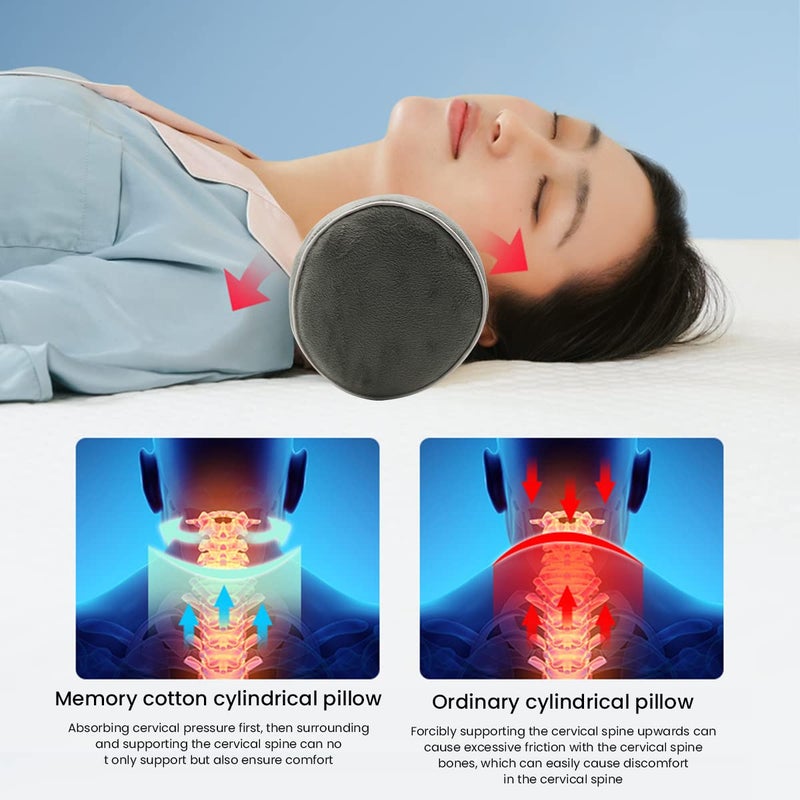 HANNEA® Cervical Neck Roll Pillow, Memory Foam Pillow, Cylinder Round Pillow, Pain Relief Neck Pillows for Sleeping Support, Removable Washable Cover - Image 4