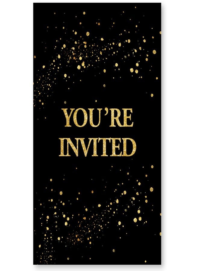 Soiceu Real Gold Foil Shhh It's a Surprise Birthday Party Invitations with Envelopes Set of 20 Black Gold Glitter Surprise Party Invites for Women Men - Image 4