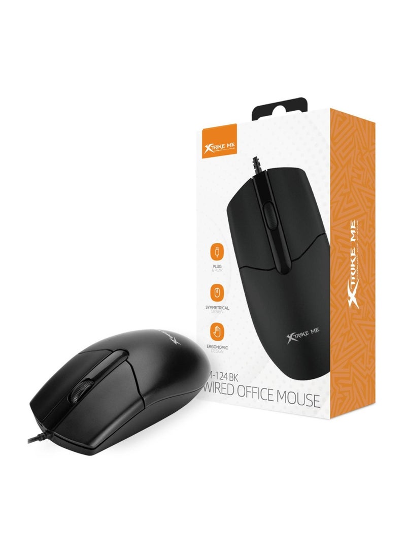 XTRIKE ME GM-124 Wired Office Mouse With Ergonomic Design Black Body - Image 1