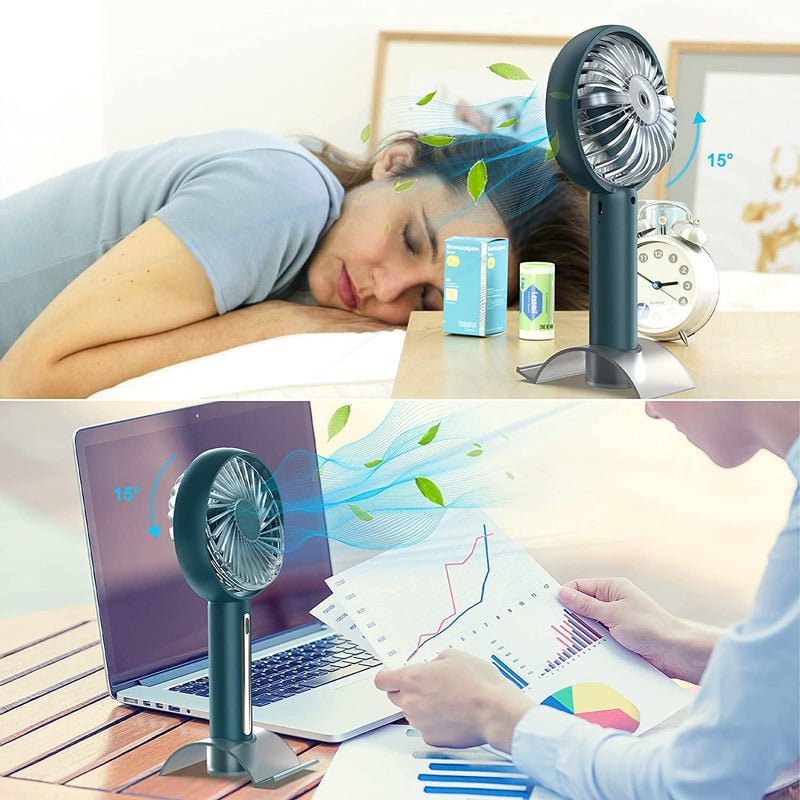 PADOM All user group compatible Handheld Fan, Portable Mini Fan Rechargeable with 4 Speeds, Hand Held USB Desk Fan with Cellphone Stand & Adjustable Angle for Office Home Outdoor Traveling (Green) Trendy economical quality - Image 4
