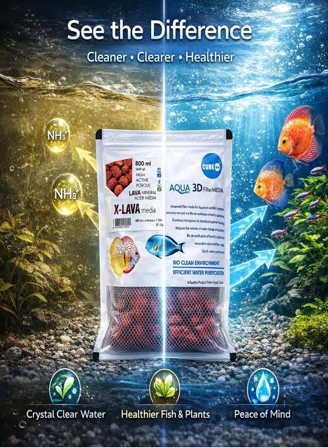 VAYINATO Aquatic Remedies X-Lava Filter Media, 800ML (600G) | The Finest Hand Picked Volcano Lava Porous and Water Treatment Filter Media for Aquarium (Pack of 2) - Image 3