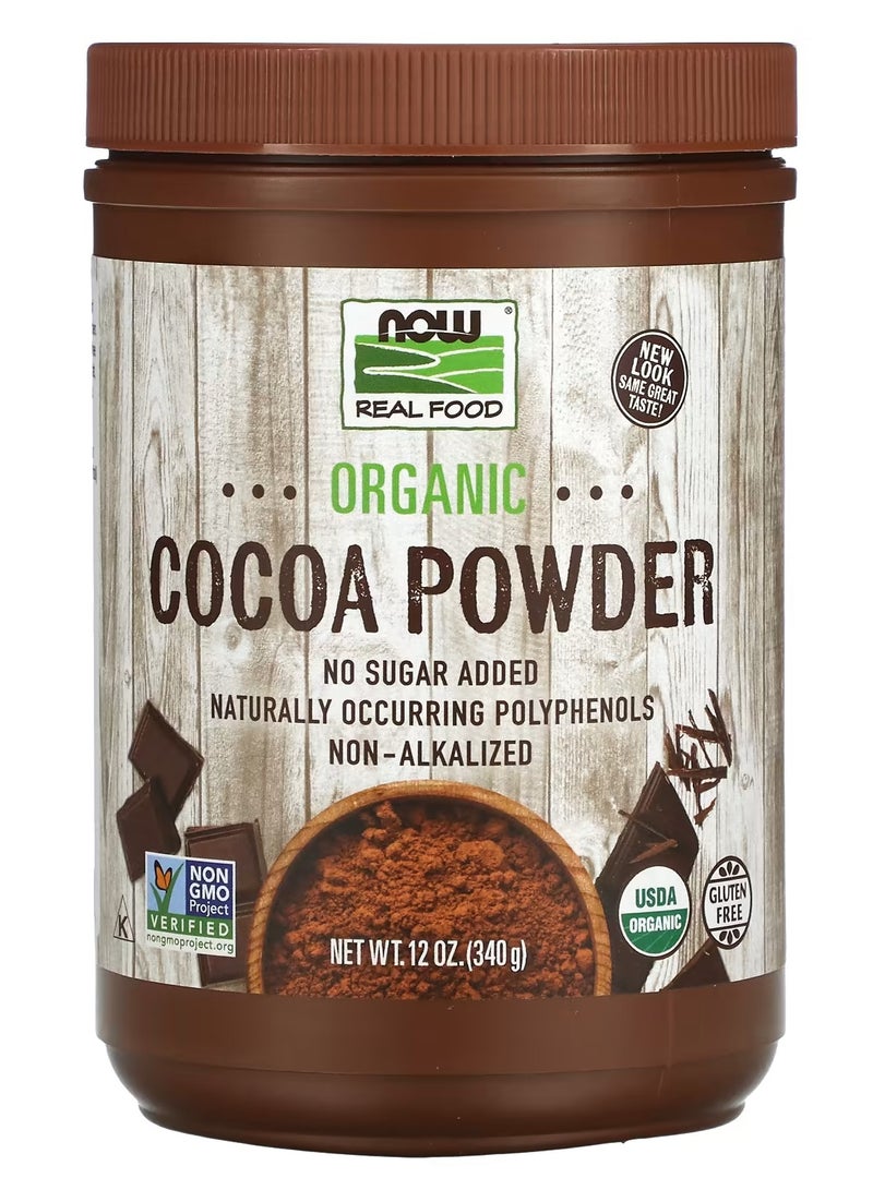 ناو Real Food، Cocoa Lover، مسحوق الكاكاو العضوي، 12 أونصة 340 جم - Image 1