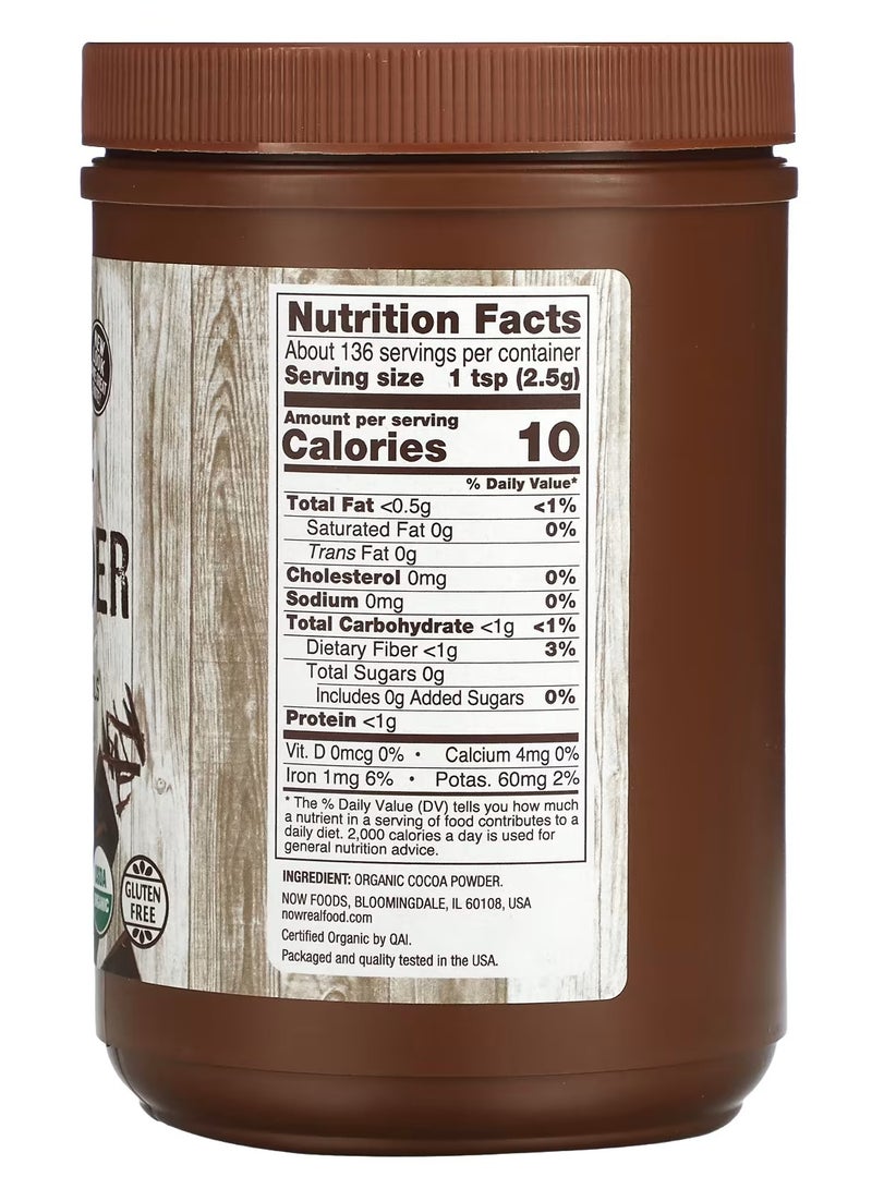 ناو Real Food، Cocoa Lover، مسحوق الكاكاو العضوي، 12 أونصة 340 جم - Image 2