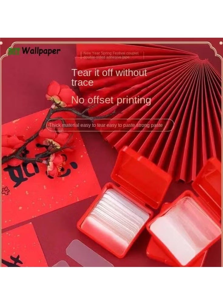 A set of transparent (double-sided) adhesive tapes in a box containing between 50 and 60 pieces per box. - Image 2