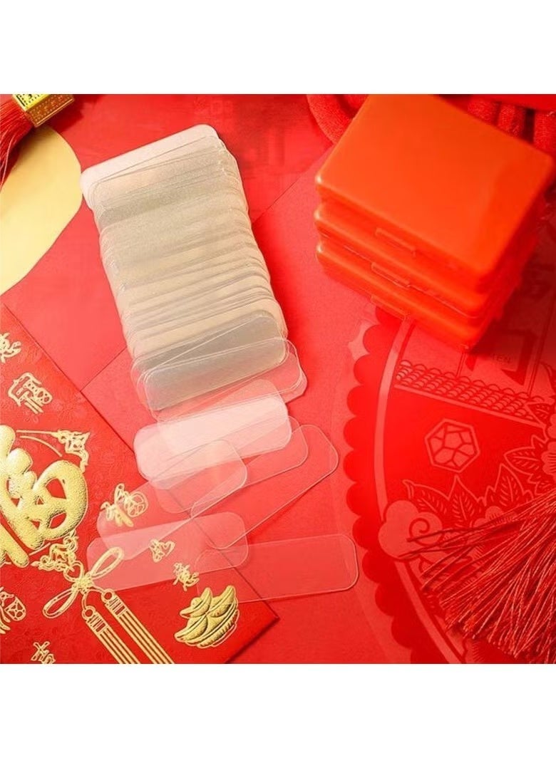 A set of transparent (double-sided) adhesive tapes in a box containing between 50 and 60 pieces per box. - Image 2