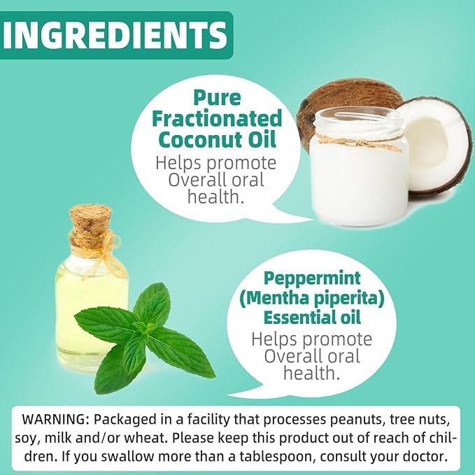ZCPMFKC Coconut Oil Pulling for Fresh Breath and Oral Hygiene - Ayurvedic Expert Formulated | Supports Healthy Gums | Natural Teeth Whitening - Includes Tongue Scraper and Measuring Cup - 8 fl. oz - Image 5