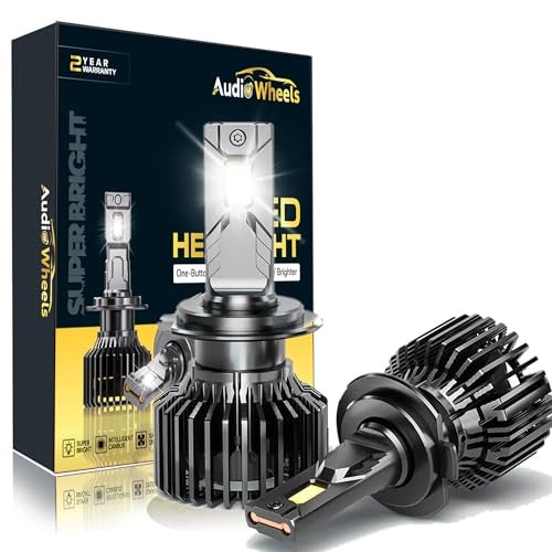 Audio Wheels H7 LED Headlight Bulbs – 160W High-Performance Lighting, 16,000 Lumens Brightness, 6000K Cool White Glow, Quick and Easy Installation for Enhanced Nighttime Visibility. - Image 1