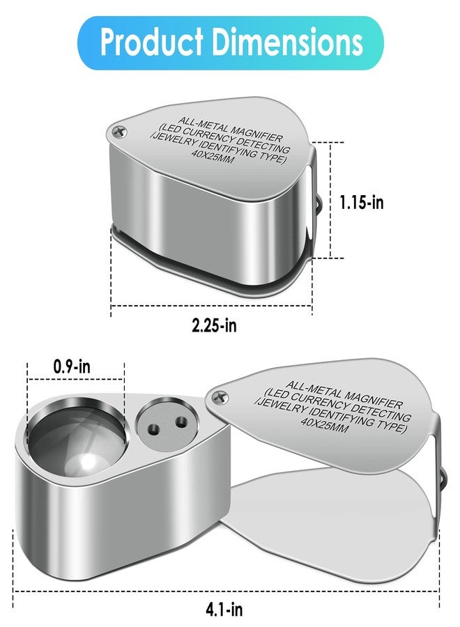 Leffis 40X Jewelers Loupe Magnifier Magnifying Glasses, LED/UV Illuminated Jewelry Loop Pocket Folding Magnifying Glass with Metal Construction for Close Work, Gardening, Kids, Stamp, Rock Collecting - Image 4