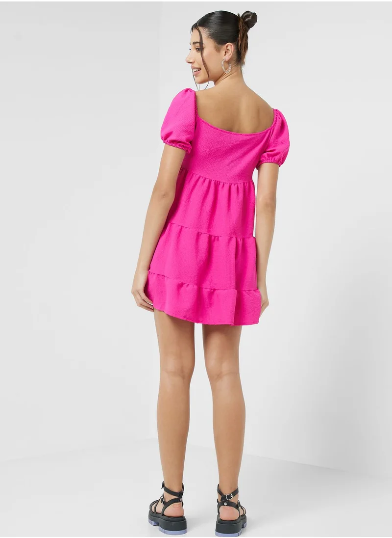 Ginger Tiered Knot Detail Mini Dress