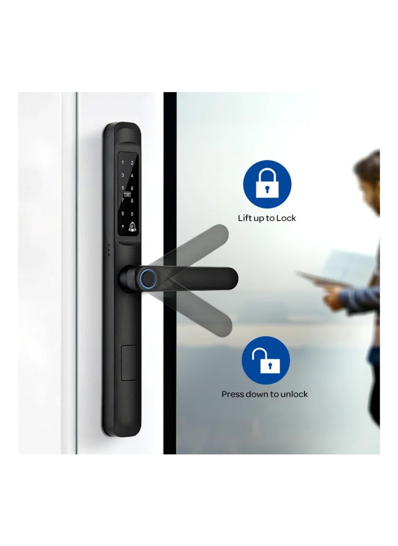 SYOSI - SYOSI Smart Door Lock, 6-in-1 Door Handle with Remote WiFi Weatherproof, Fingerprint Keyless Security Entry Door Lock, Electronic Deadbolt, Smartphone Access, Smart Door Handle for Home Apartment - Image 1