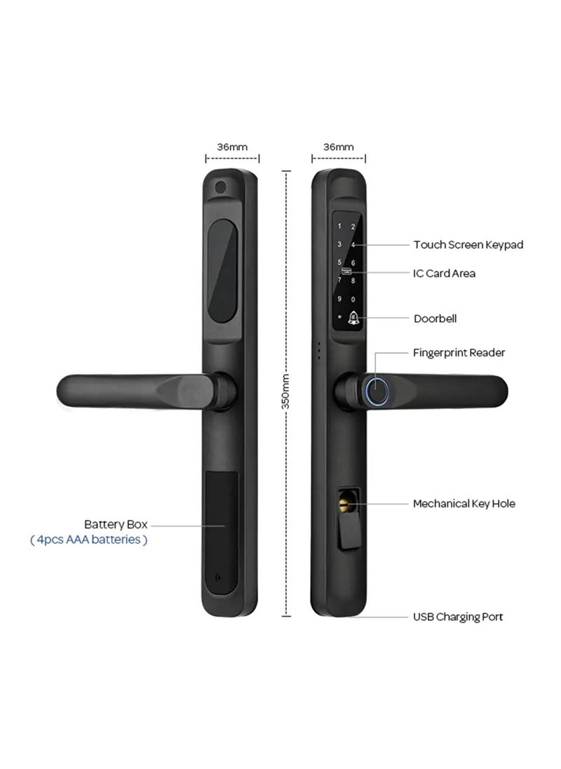 SYOSI - SYOSI Smart Door Lock, 6-in-1 Door Handle with Remote WiFi Weatherproof, Fingerprint Keyless Security Entry Door Lock, Electronic Deadbolt, Smartphone Access, Smart Door Handle for Home Apartment - Image 1