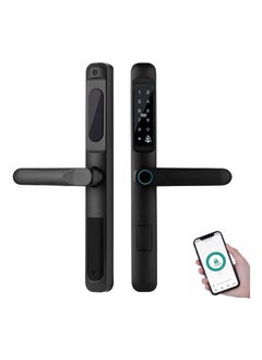 SYOSI Smart Door Lock, 6-in-1 Door Handle with Remote WiFi Weatherproof, Fingerprint Keyless Security Entry Door Lock, Electronic Deadbolt, Smartphone Access, Smart Door Handle for Home Apartment