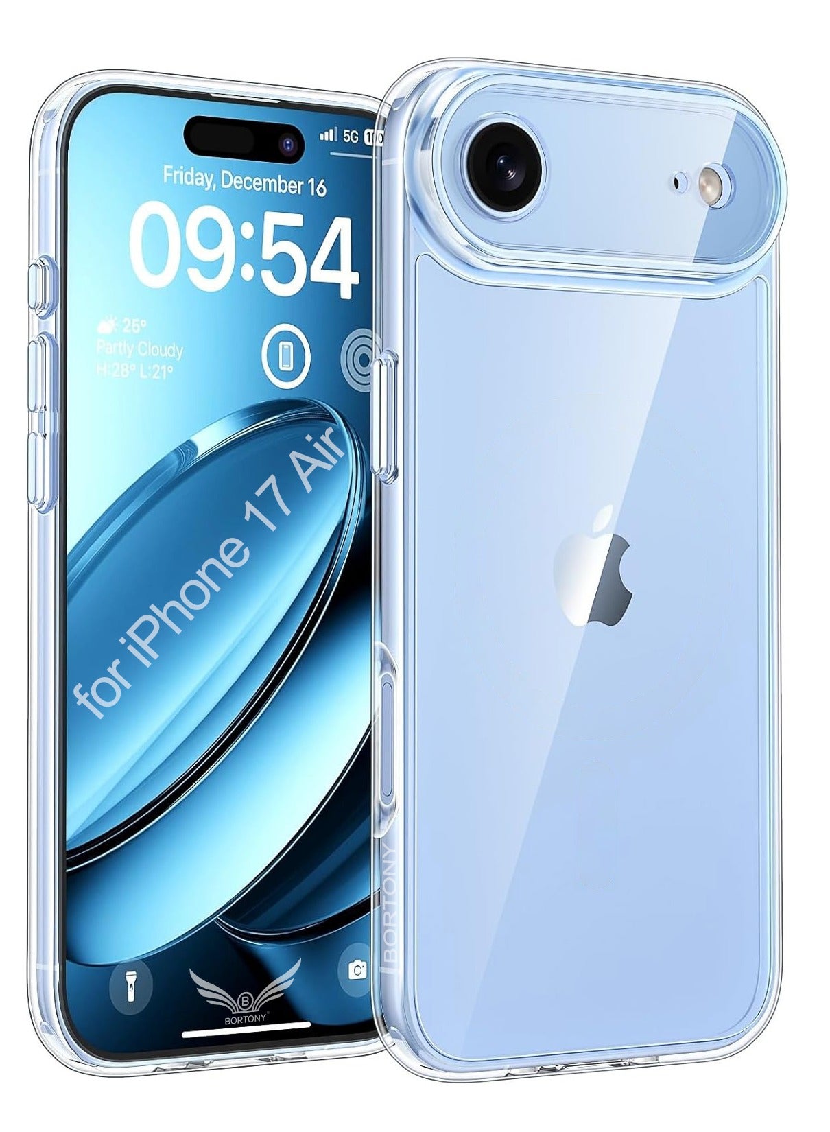 BORTONY iPhone 17 Air Case Clear, Slim Scratch Resistant Anti-Drop iPhone 17 Air Cover Shockproof Protective Phone Case for iPhone 17 Air 6.1 inch