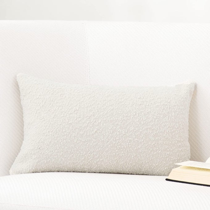 BOUCLE PILLOW COVERS 12X20 LUXURY THROW PILLOW COVERS DECORATIVE PILLOWS FOR BED SOFA PILLOWS FOR LIVING ROOM ACCENT COUCH PILLOWS SOFT CUSHION CASE 1PC IVORY
