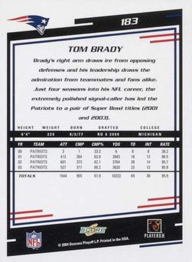 SCORE 2004 Score #183 Tom Brady New England Patriots NFL Football Card NM-MT - Image 2