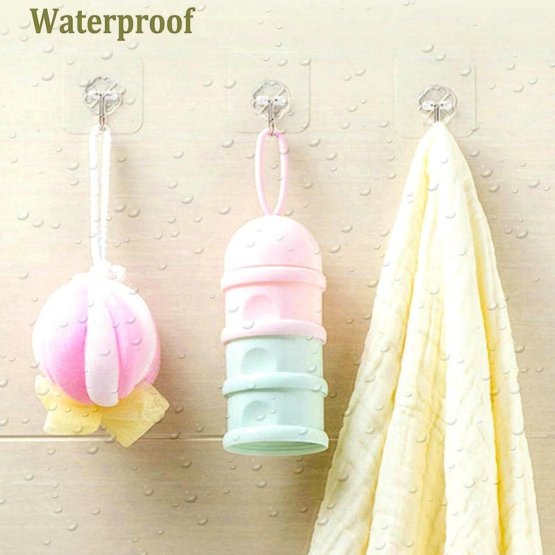 HOUSELY Hooks for Wall Without Drilling Strong Heavy Duty Adhesive Hooks for Hanging on Wall or Ceiling Clear Damage Free Hooks for Hanging Robe Coat Towel Keys Bags Lights Calendars Pack of 10 - Image 4