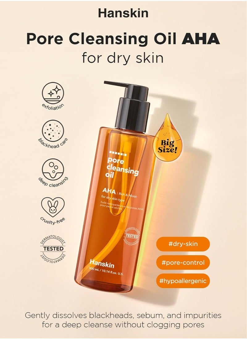 Hanskin AHA Pore Cleansing Oil for Dry Skin, Exfoliating, Waterproof Makeup Remover Facial Cleanser, Moisturizing for Soft Skin, Korean Skincare [AHA/10.14 oz.] - pzsku/Z0E19E9734CE3BF173D3AZ/45/1740997906/fa80d118-86cb-4962-8cd4-40ce65dae8b0