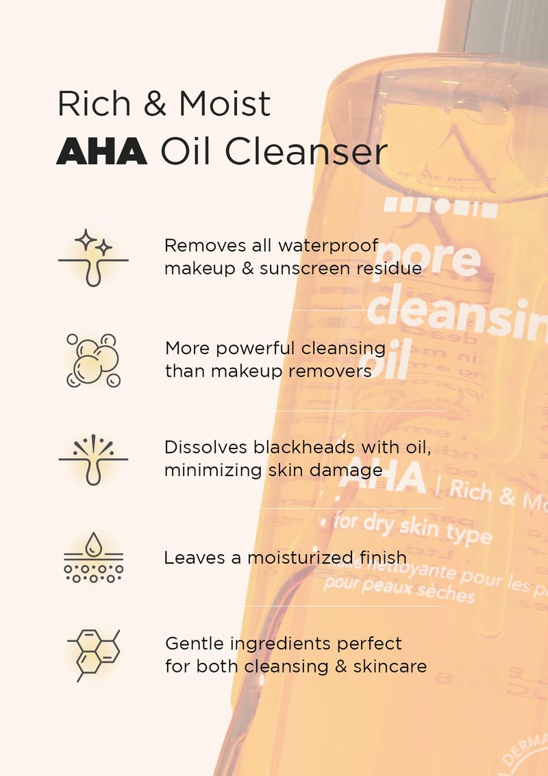 Hanskin زيت تنظيف المسام من هانسكن AHA للبشرة الجافة، مقشر، مزيل مكياج مقاوم للماء، زيت منظف للوجه، مرطب للبشرة الناعمة، العناية بالبشرة الكورية [AHA/10.14 أونصة] - Image 4