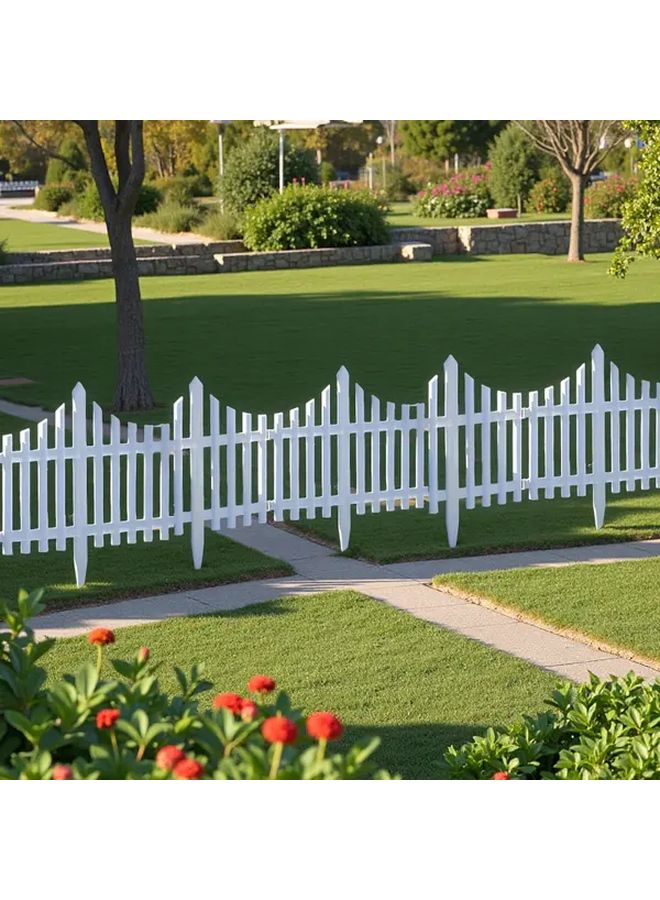 12 Pieces White Plastic Garden Fence Sturdy Outdoor Lawn And Flower Bed Edges - Image 2