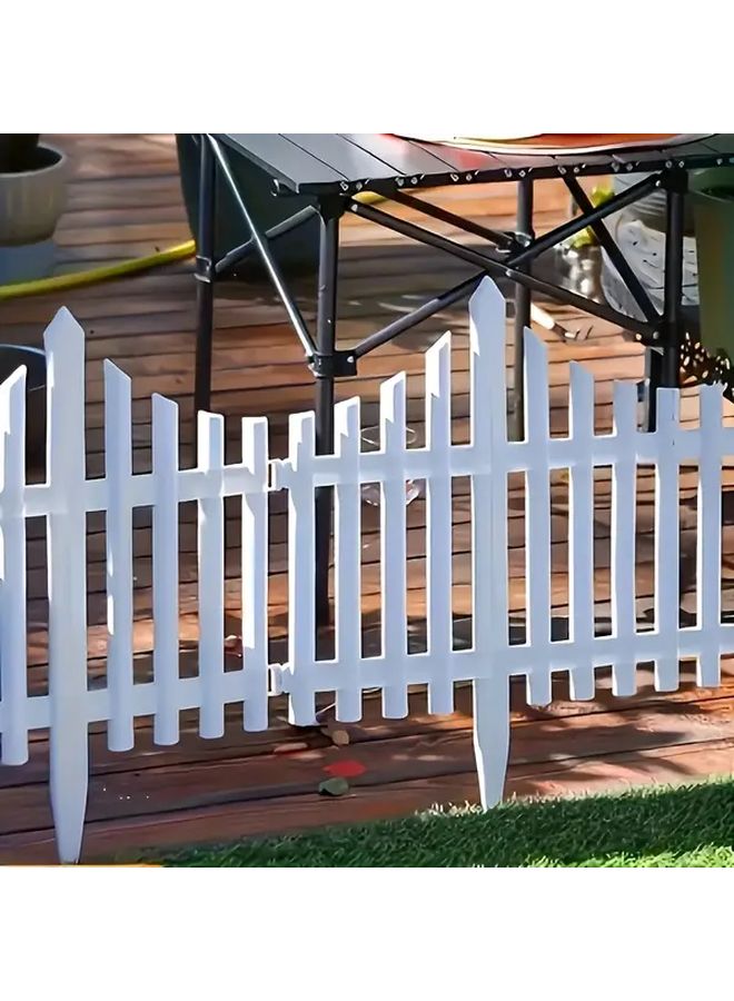 12 Pieces White Plastic Garden Fence Sturdy Outdoor Lawn And Flower Bed Edges - Image 3