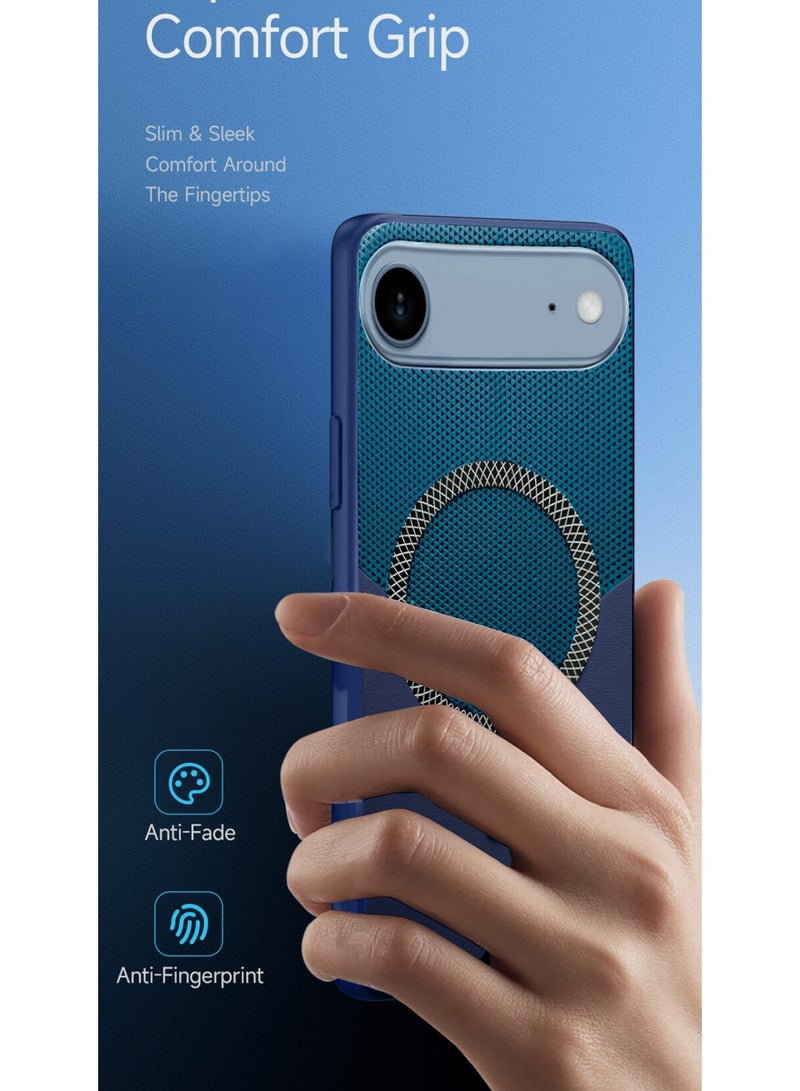 دبليو تيك غطاء هاتف آيفون  آير 5G 2025 الفاخر من الجلد مع حماية متينة مع ميغساف (MCMPMN) - تركواز/أزرق بحري - Image 2