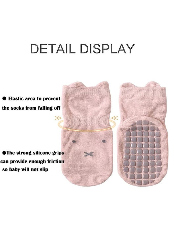 Depend Baby Socks for Girls Boys 5 Pairs Cute Animal Cartoon Toddler Kids Anti-Slip Socks  - Image 3