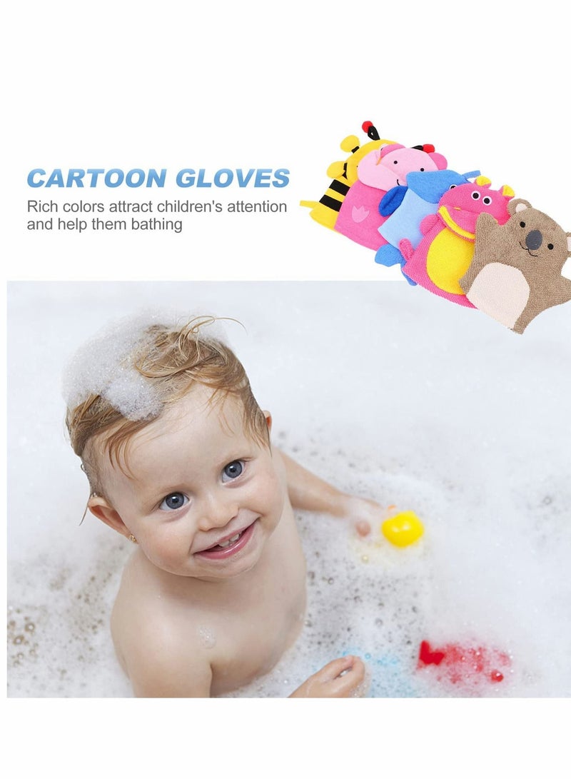 سيوسي Sponges for Bath, 5pcs Kids Sponge Mitt Glove, Baby Super Soft, Toddler Cute Animal Shower Bathing Loofah Wash Gloves Body Scrub - Image 5