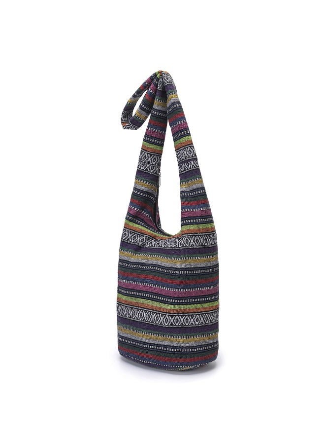 Coton Pose Women Shoulder Handbags Fashion canvas Hippie Crossbody Bags Bohemian Animal Prints Hobo Bags (Black-2) - Image 2