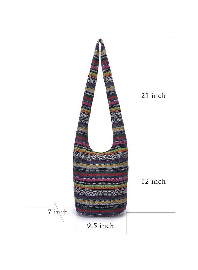 Coton Pose Women Shoulder Handbags Fashion canvas Hippie Crossbody Bags Bohemian Animal Prints Hobo Bags (Black-2) - Image 3