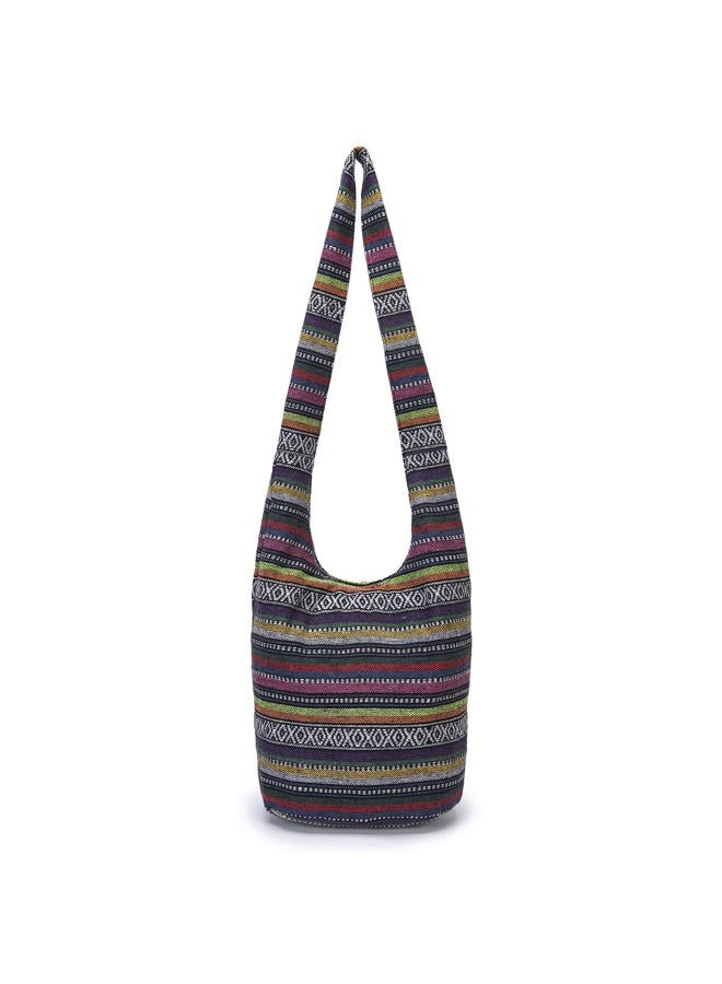 Coton Pose Women Shoulder Handbags Fashion canvas Hippie Crossbody Bags Bohemian Animal Prints Hobo Bags (Black-2) - Image 1