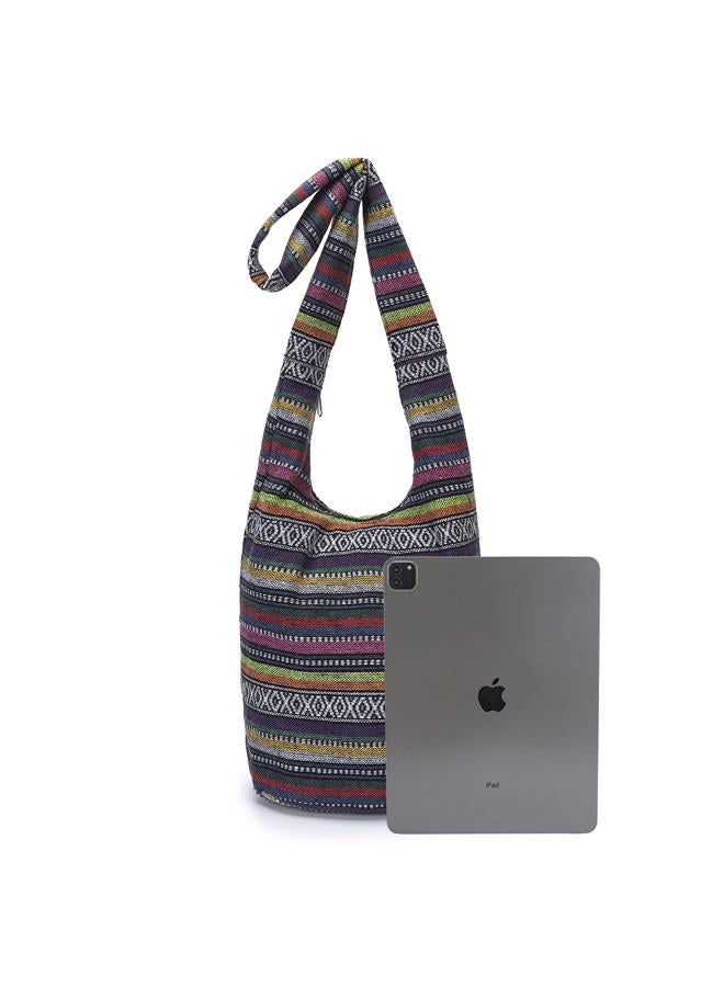 Coton Pose Women Shoulder Handbags Fashion canvas Hippie Crossbody Bags Bohemian Animal Prints Hobo Bags (Black-2) - Image 4