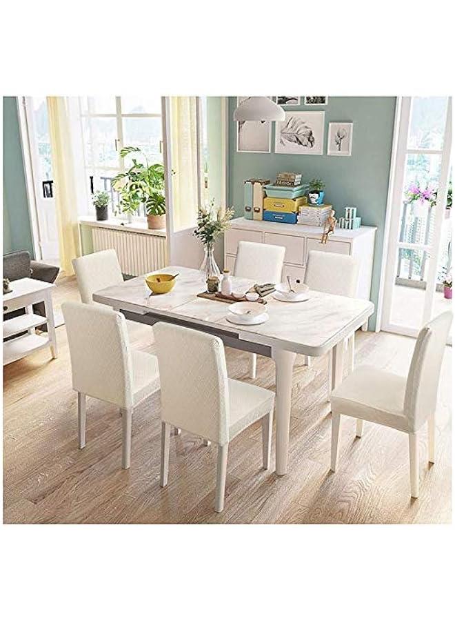 Yulejo Stretch Dining Chair Polyester Spandex Fabric Slipcovers Washable Removable Chair Slipcover Dining Chair Protector Cover, for Kitchen, Dining Room (Beige/Jacquard,Pack of 4) - Image 2