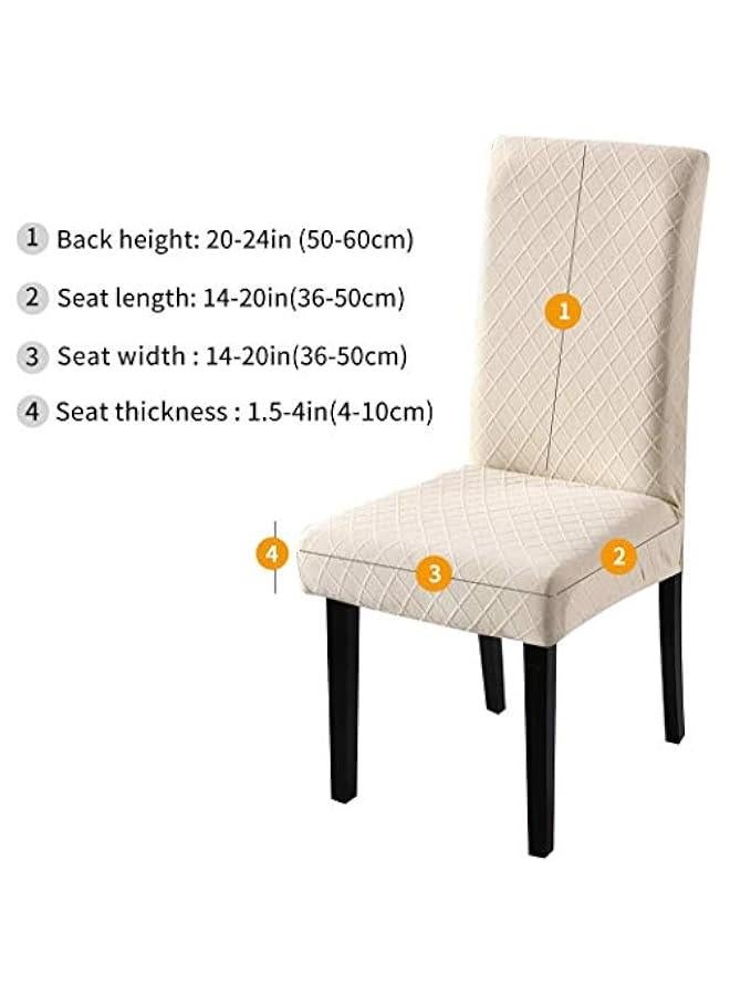 Yulejo Stretch Dining Chair Polyester Spandex Fabric Slipcovers Washable Removable Chair Slipcover Dining Chair Protector Cover, for Kitchen, Dining Room (Beige/Jacquard,Pack of 4) - Image 4