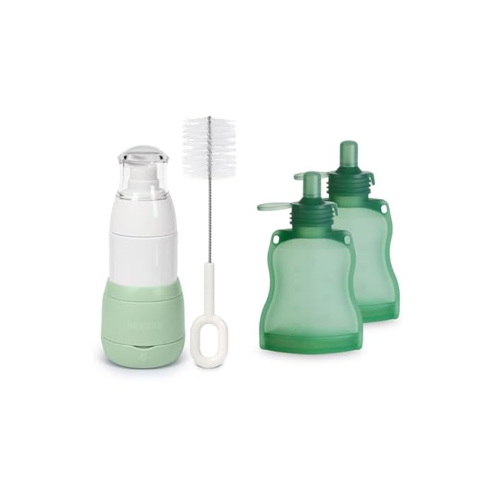 Haakaa Sunscreen Applicator for Kids&Yummy Pouch Reusable Baby Food Pouch,Refillable Sunscreen Dispenser with Soft Sponge Head,Reusable Pouches for Toddlers Kids Squeezable Pouch