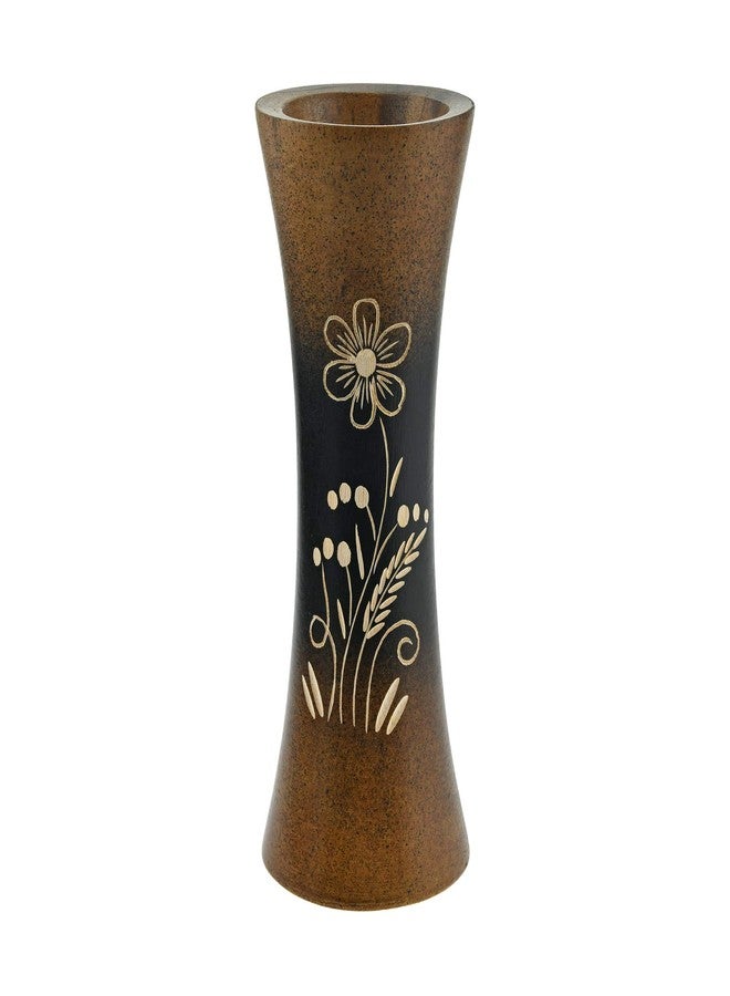 AeraVida 8inch Mango Tree Hand-Carved Brown Wood Flower Vase Decorative Trumpet Shape Floor Vase Entry Table Holder for Living Room Rustic Luxury Accent Home Decor - Image 1