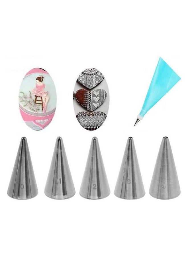 GOOTRADES 7 Pcsset Cake Decorating Tips (5 Writing Tube1 Coupler1 Silicone Pastry Bag)  - Image 1