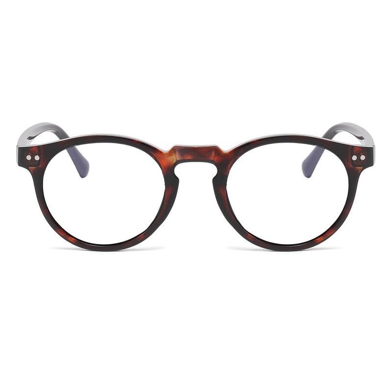 JOVAKIT Round Blue Light Glasses for Women Men Fashion Retro 90s Small Frame Computer Eyeglasses Anti Eyestrain (Tortoise) - Image 2