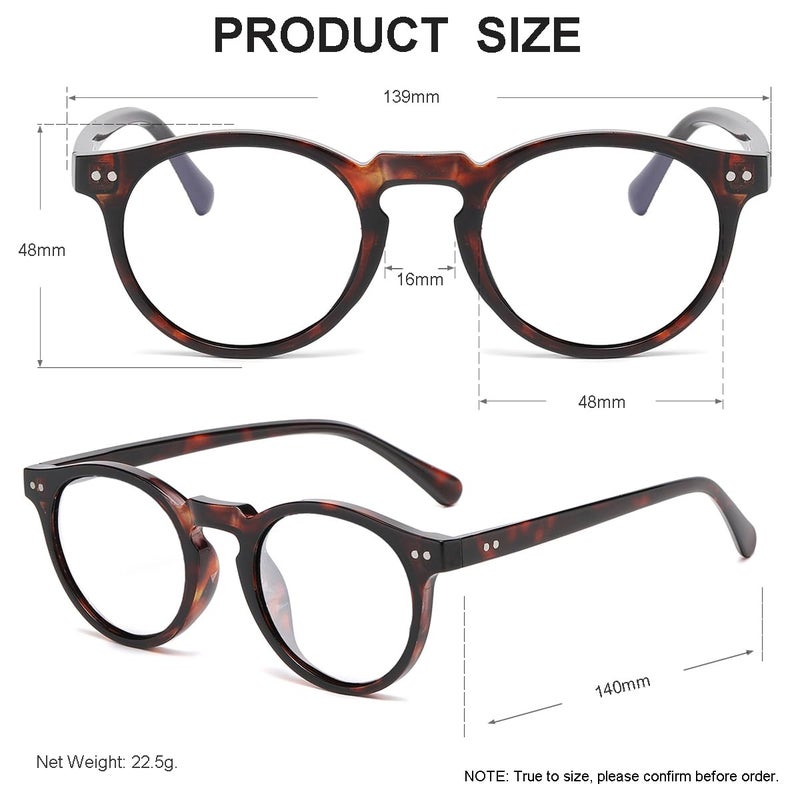 JOVAKIT Round Blue Light Glasses for Women Men Fashion Retro 90s Small Frame Computer Eyeglasses Anti Eyestrain (Tortoise) - Image 5