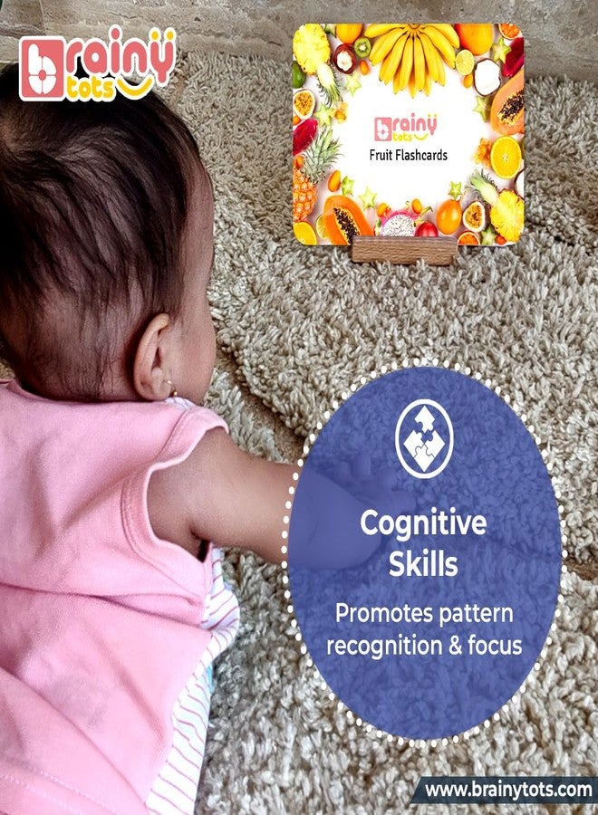 Brainytots Flashcard Set of 8 with 3 Stands | for 0-2 Years | Includes High Contrast - Simple and Complex, Colorful High Contrast, Animals, Fruits, Flowers & Emotions|Visual, Language Multicolor - Image 4