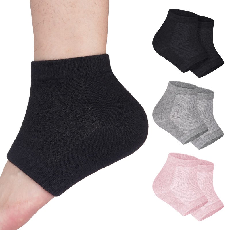 tifanso 3 Pairs Moisturizing Heel Socks for Dry Cracked Feet, Gel Repair Moisture Spa Socks for Women Dry Cracked Heels Overnight (Regular) - Image 1