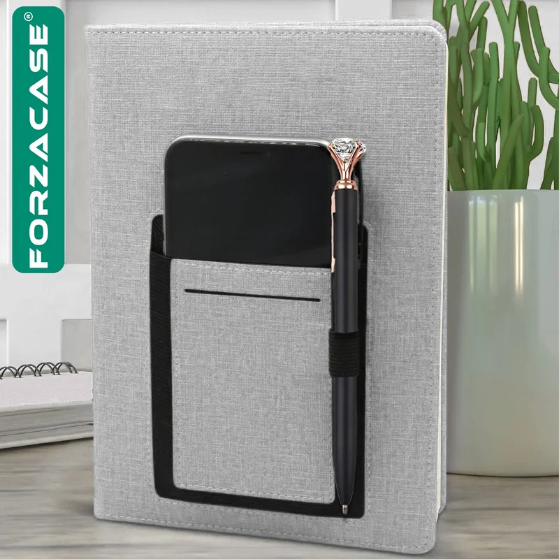 فورزاكاس Thermo Leather Covered Kangaroo Notebook + Double Diamond Stone Metal Ballpoint Pen - FC557