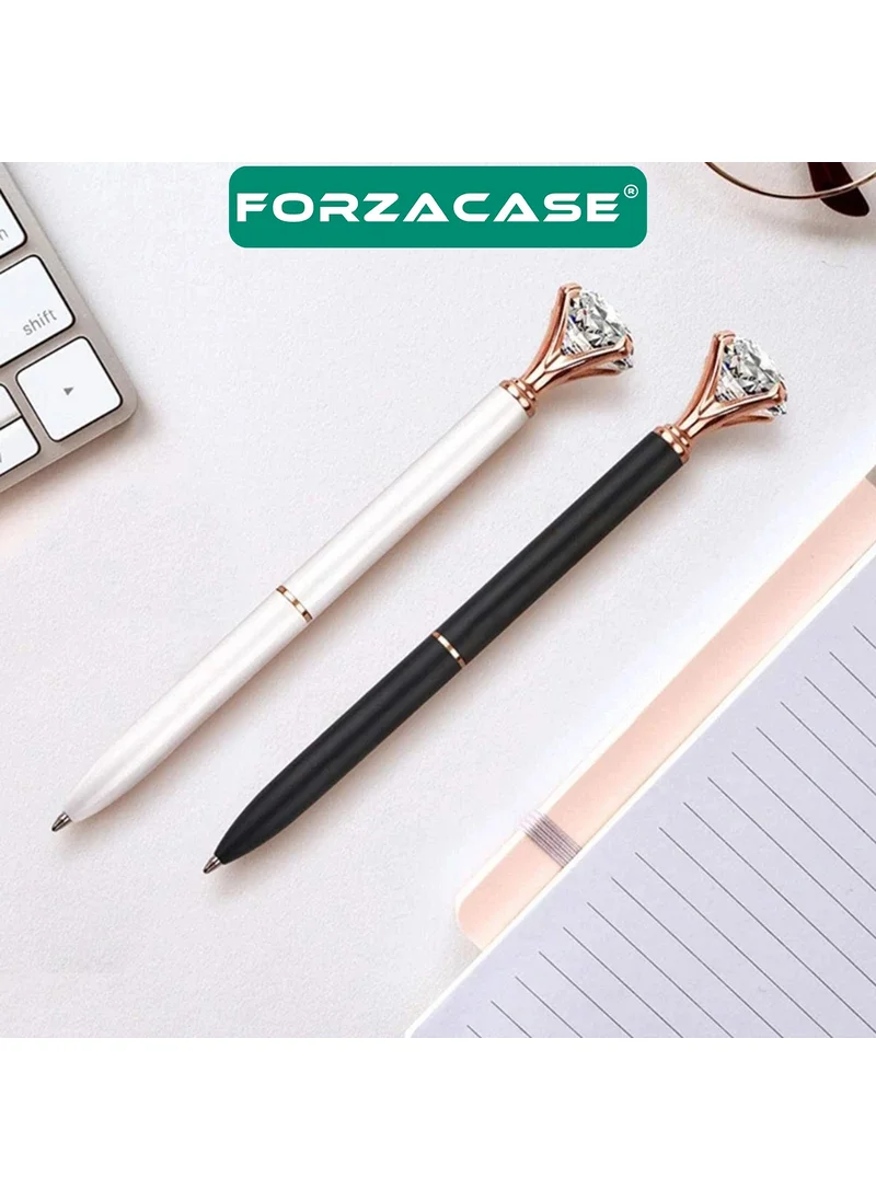 Forzacase Thermo Leather Covered Kangaroo Notebook + Double Diamond Stone Metal Ballpoint Pen - FC557