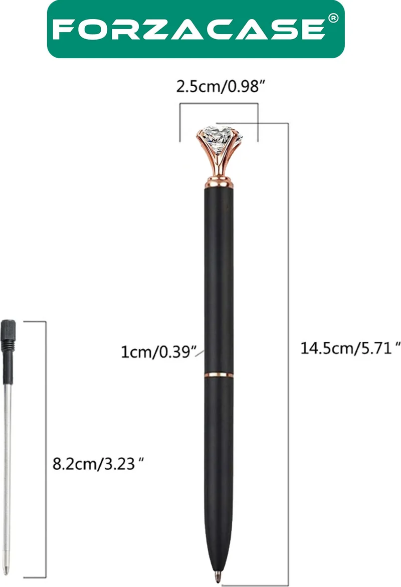 فورزاكاس Thermo Leather Covered Kangaroo Notebook + Double Diamond Stone Metal Ballpoint Pen - FC557
