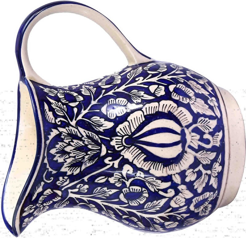 Caffeine Ceramic Handmade Stonewear Blue mughal Water jug (Set of 1, 1800 ml) - Image 2