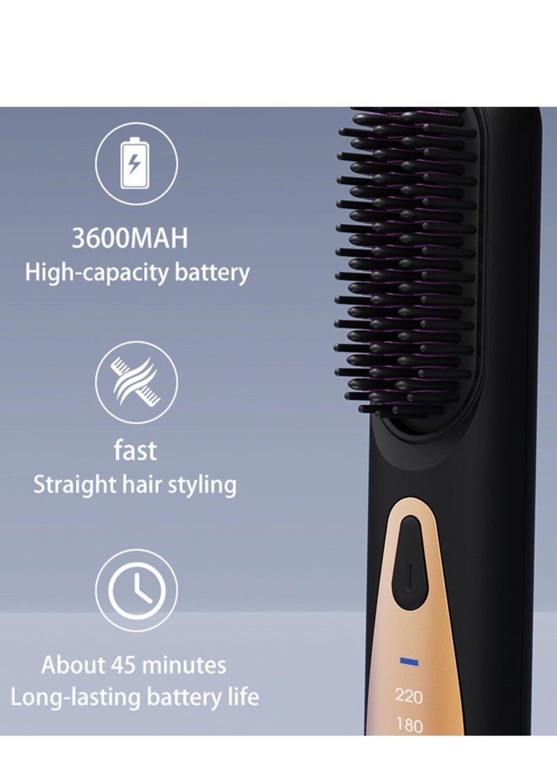 Hair Straightener Brush Heated Straightening Brush, for Smooth Frizz-Free Women Hair, Hair Straightener Brush, Rechargeable -Purpose Curling Iron Comb, Heat Pressing Combs for Women, Girls - Image 4