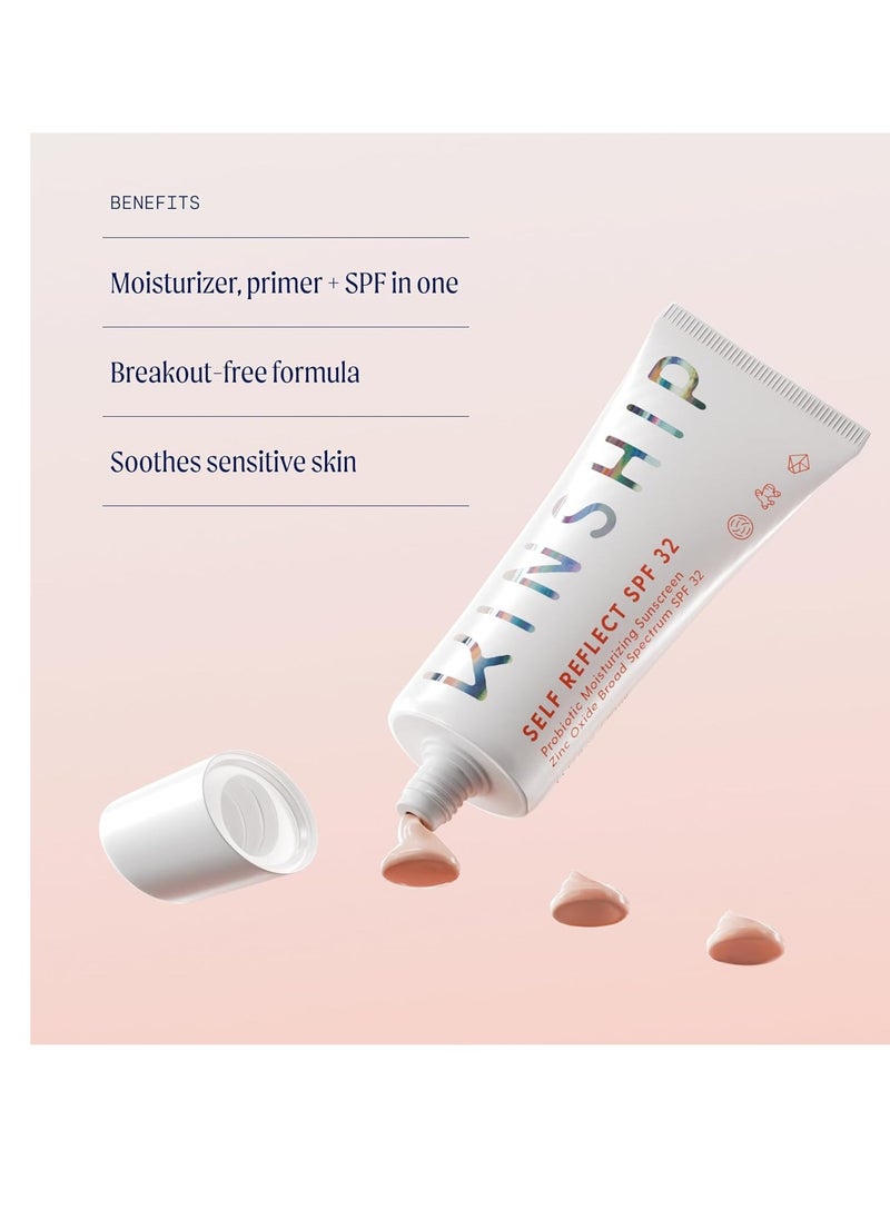 Kinship Kinship Self Reflect Mineral Face Sunscreen SPF 30+ Zinc Oxide - Synthetic Fragrance Free – Sheer, Lightweight Probiotic SPF – Formulated for Sensitive Skin - Clean, Vegan + Reef Safe (1.75oz)  - Image 3
