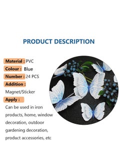 Excefore 3D Butterfly Wall Decals Removable Butterfly Decor Simulation Butterfly for Girls Stickers Kids Bedroom and Room Wall Decoration Art Mural Double Wings 24 Pcs Streamer Blue  - Image 3