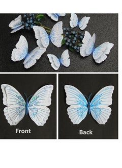 Excefore 3D Butterfly Wall Decals Removable Butterfly Decor Simulation Butterfly for Girls Stickers Kids Bedroom and Room Wall Decoration Art Mural Double Wings 24 Pcs Streamer Blue  - Image 4