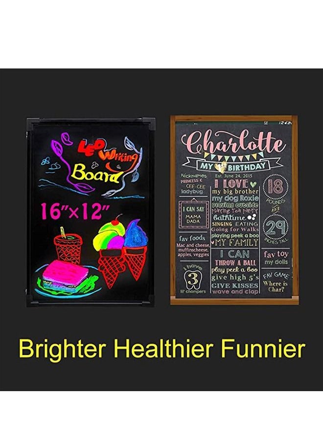 PADOM - Illuminated Led Message Writing Board Erasable Neon Effect Menu Sign Board With 8 Fluorescent Makers Remote Control 12Colors Flashing Modes Light Up Board 60Cm X 80 Cm - Image 1